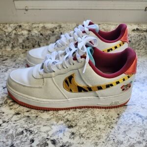 Nike Air Force 1 'Year of Tiger' White Canvas Shoes Womens Size 8